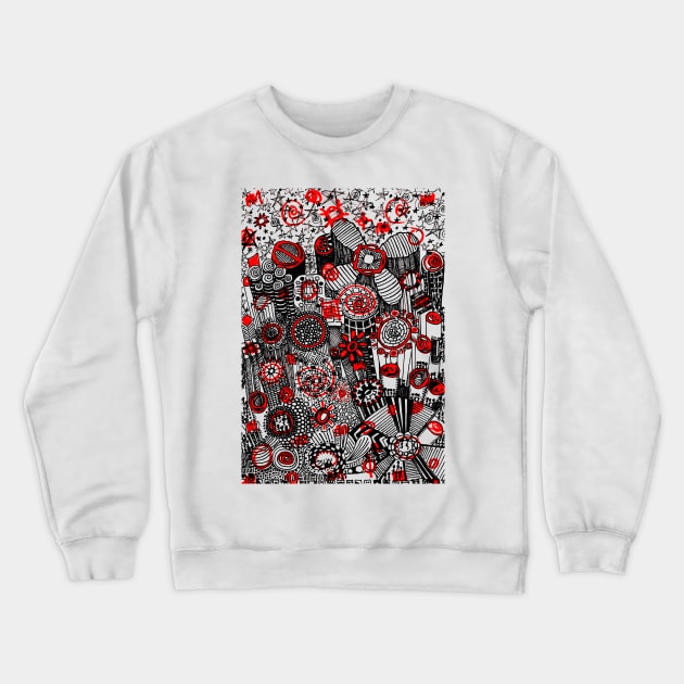 City Top Doodle Black Crewneck Sweatshirt by Mijumi Doodles